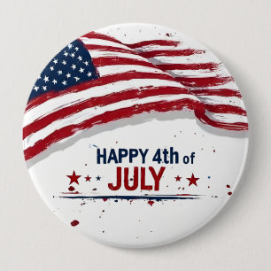 4. Juli - Künstlerische US-Flagge Paint Splatter Button