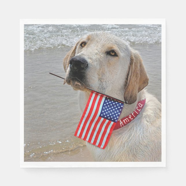 4. Juli Labrador Retriever mit Flagge Serviette (Vorderseite)