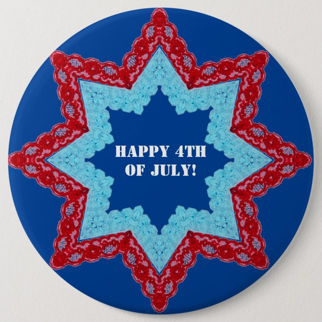 4. Juli Lace Red White Blue Button (Vorderseite)