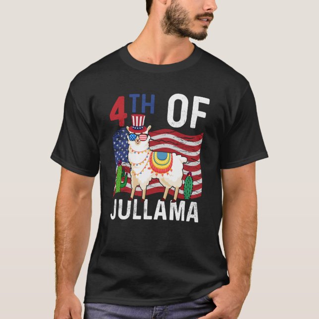 4. Juli Lamas Patriotische US-Flagge 4. Juli T-Shirt (Vorderseite)