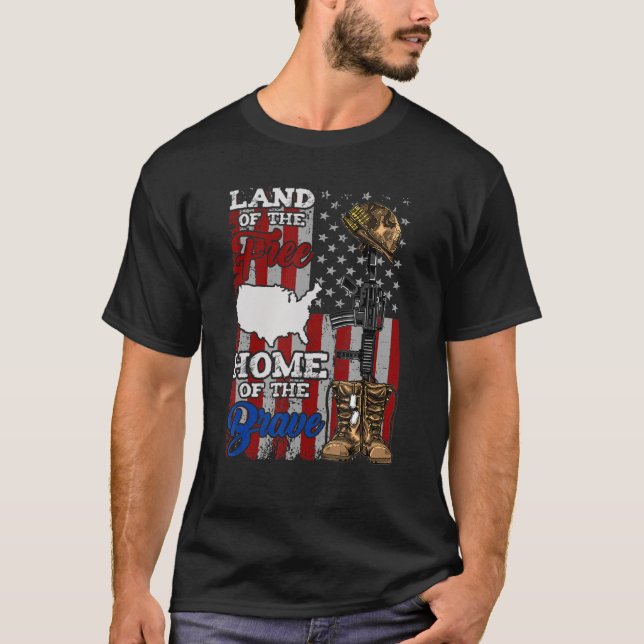 4. Juli Land der freien Zuhause der tapferen Zeit T-Shirt (Vorderseite)