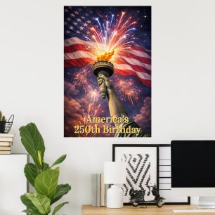 4. Juli Liberty Torch Feuerwerk USA 250. Poster