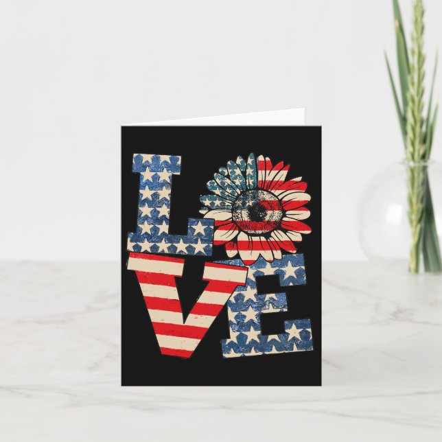 4. Juli Liebe Sonnenblume Patriotische amerikanisc Karte (Vorderseite)