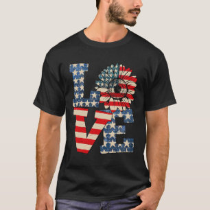 4. Juli Liebe Sonnenblume Patriotische amerikanisc T-Shirt