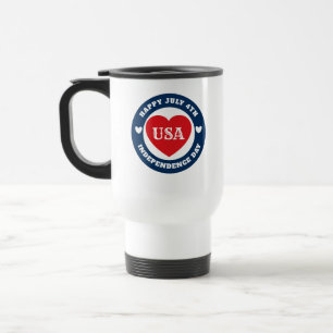 4. Juli Liebe USA Patriotisches Rot Weiß Blau Reisebecher