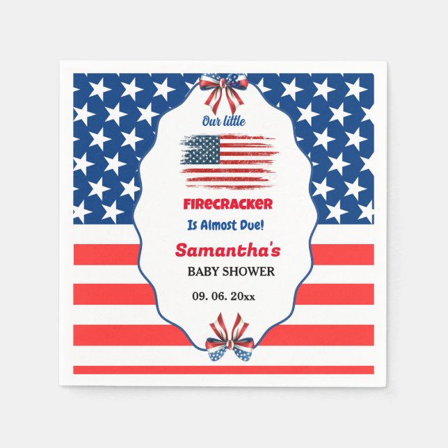 4. Juli Little Firecracker Baby Shower Serviette (Vorderseite)