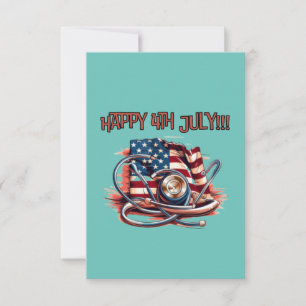 4. Juli, medizinisch, Stethoskop RSVP Karte