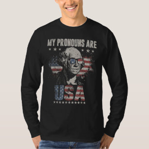 4. Juli Meine Pronomen Sind USA-Flagge Für Männer T-Shirt