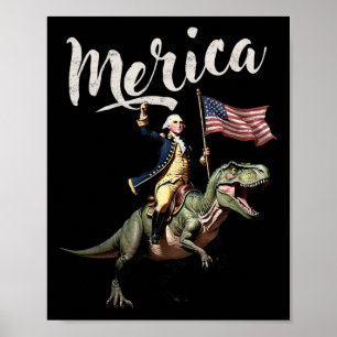 4. Juli Merica George Washington Riding A Dino Poster