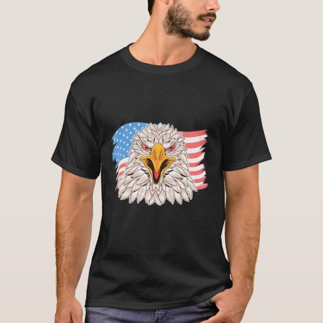 4. Juli Merica US sa Flagge Bald Eagle Patriotic V T-Shirt (Vorderseite)