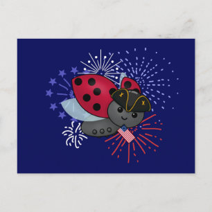 4. Juli Minuteman Ladybug Postkarte