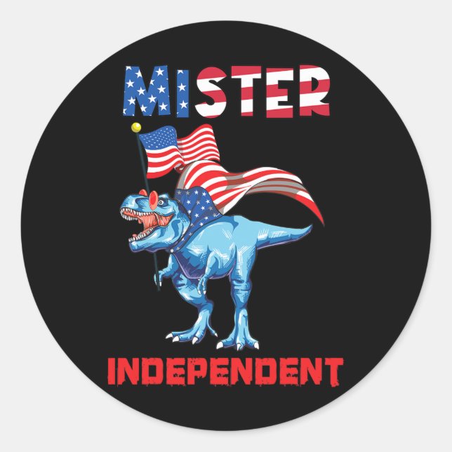 4. Juli Mister Independent USA Flag Patriotic Boy Runder Aufkleber (Vorderseite)