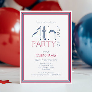 4. Juli Modernes Family Wiedersehen Summer Party Einladung