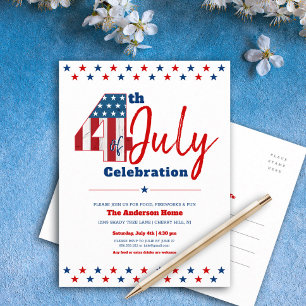 4. Juli Modernes kühnes Rustikales Holz USA Flag Einladungspostkarte