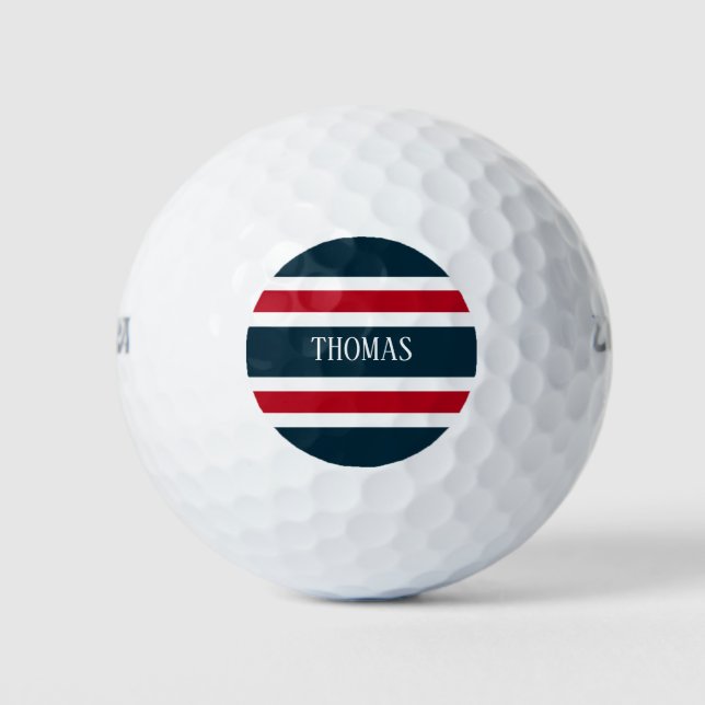 4. Juli Monogramm der roten weißen und blauen Stre Golfball (Vorderseite)