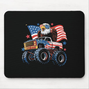 4. Juli Monster Truck Bald Eagle American Flag Mousepad