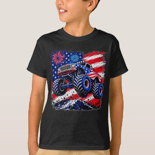 4. Juli Monster Truck USA-Flagge Kleinkind Jungen T-Shirt