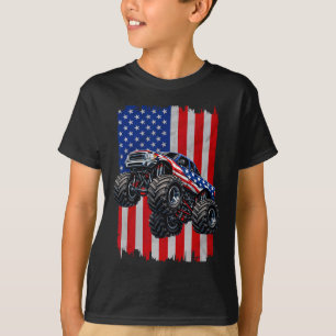 4. Juli Monster Trucks USA Amerikanische Flagge Mo T-Shirt