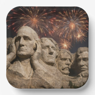 4. Juli Mount Rushmore Humor mit Feuerwerk Pappteller