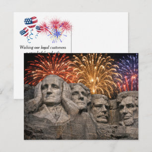 4. Juli Mount Rushmore Humor mit Feuerwerk Postkarte