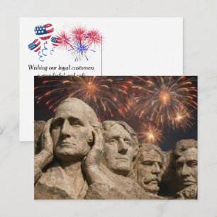4. Juli Mount Rushmore Humor mit Feuerwerk Postkarte