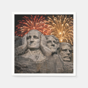 4. Juli Mount Rushmore Humor mit Feuerwerk Serviette
