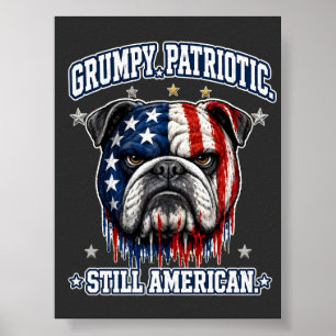4. Juli-Mürrischer Patriotischer Bulldogge-Plakat Poster