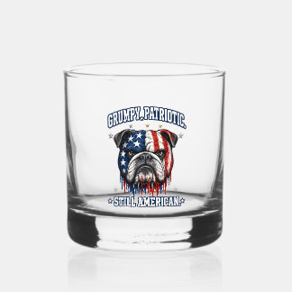 4. Juli mürrischer patriotischer Bulldogge Whiskey Whiskyglas