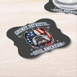 4. Juli mürrischer patriotischer Bulldoggen-Papier Untersetzer