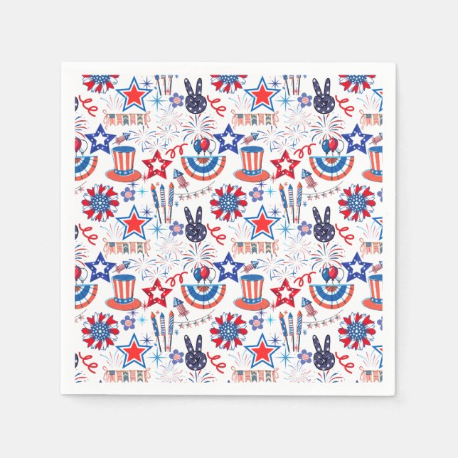 4. Juli Muster 01x4 Serviette (Vorderseite)