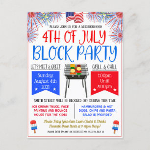 4. Juli Nachbarschafts-Block-Party laden Postkarte