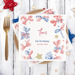 4. Juli Niedlich Balloon Bow 1. Geburtstag Party Serviette