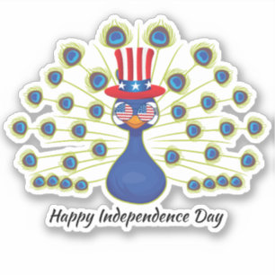 4. Juli Niedlich Pfau Indepe Day Usa Flaggenglas Aufkleber