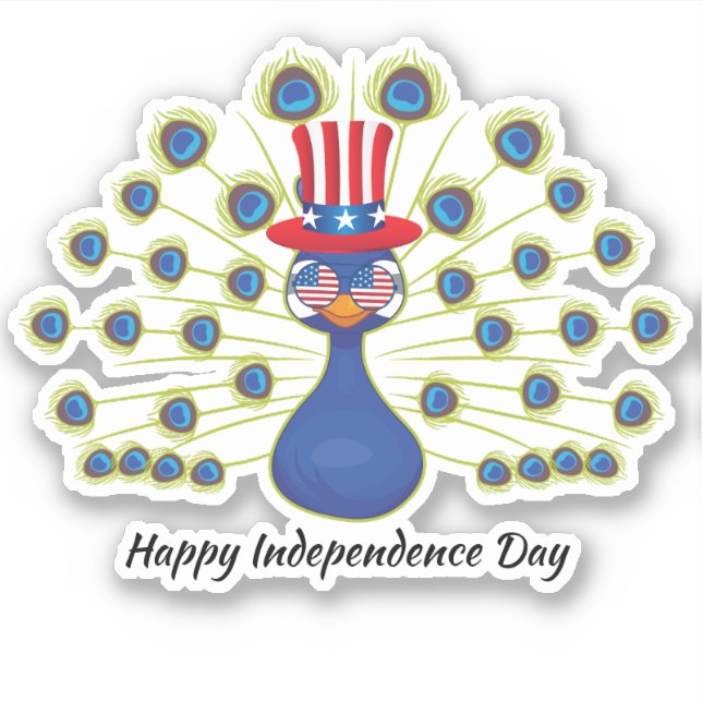 4. Juli Niedlich Pfau Indepe Day Usa Flaggenglas Aufkleber (Vorderseite)