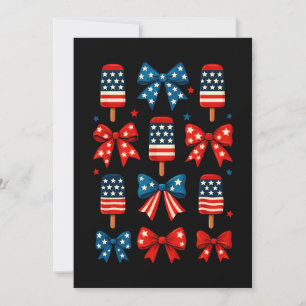 4. Juli Niedlich Popsicle Coquette Bow Patriotic Einladung