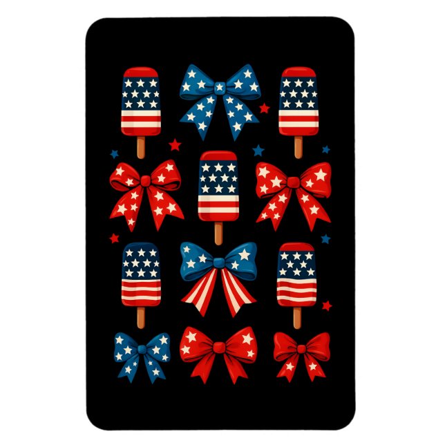 4. Juli Niedlich Popsicle Coquette Bow Patriotic Magnet (Vertikal)