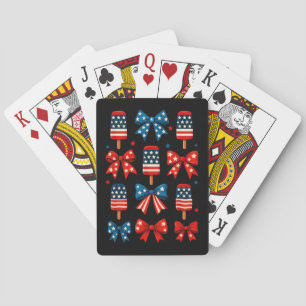 4. Juli Niedlich Popsicle Coquette Bow Patriotic Spielkarten