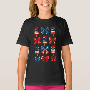 4. Juli Niedlich Popsicle Coquette Bow Patriotic T-Shirt