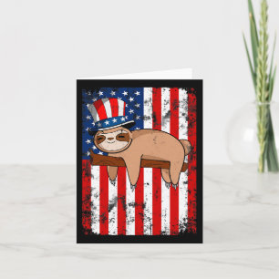 4. Juli Niedlich Sloth US-amerikanische Flagge una Karte