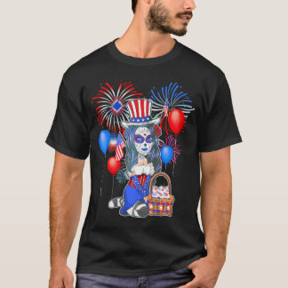 4. Juli Niedliche Anime Sugar Skull Manga in Girls T-Shirt