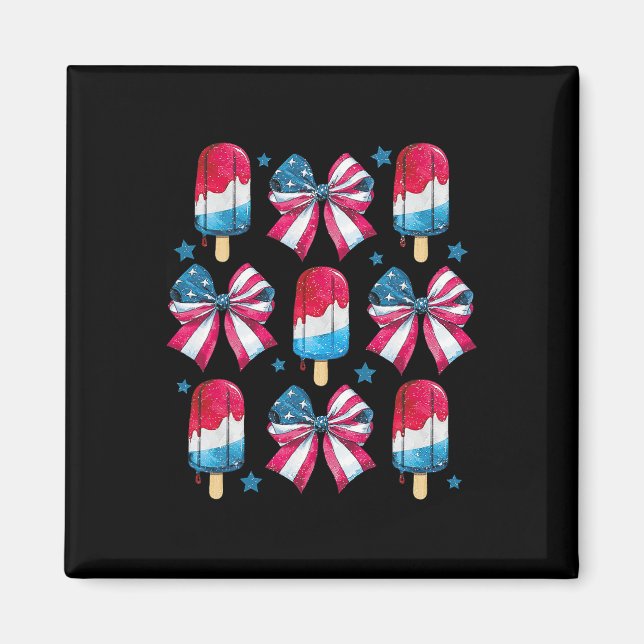 4. Juli Niedliche Popsikel Bows Patriotische Fraue Magnet (Vorne)