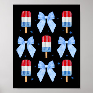4. Juli Niedliche Popsikel Bows Patriotische Fraue Poster