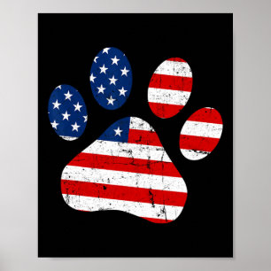4. Juli Niedlicher Hund Paw US-amerikanische Flagg Poster