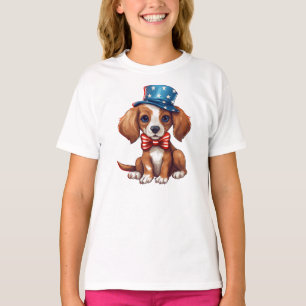 4. Juli Niedlicher Welpen-Hund-71009 T-Shirt