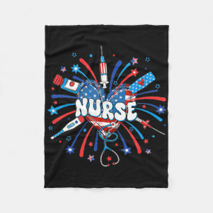4. Juli Nurse American Flag Amerikanische Unabhäng Fleecedecke