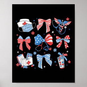 4. Juli Nurse Coquette Bow Icu Crna Chirurgische M Poster