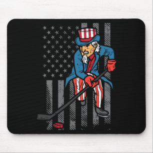 4. Juli Onkel Sam Eis-Hockey-Flagge Amerika Männer Mousepad