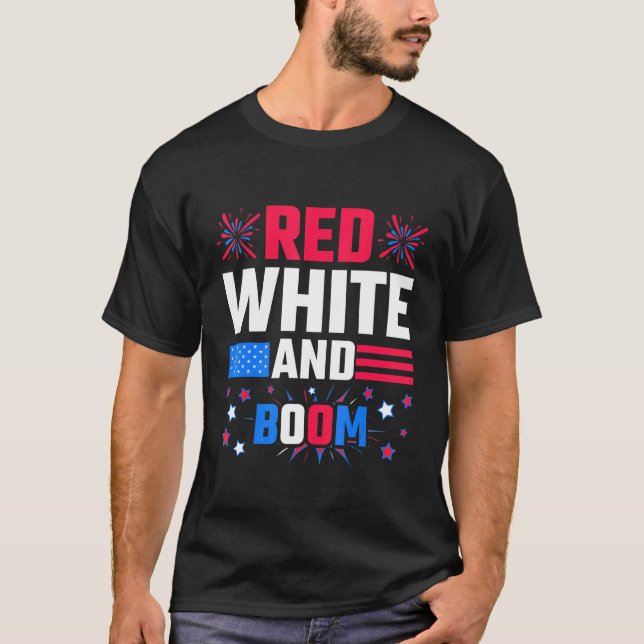 4. Juli Parade Licht der Feuerwerke rot Weiß A T-Shirt (Vorderseite)