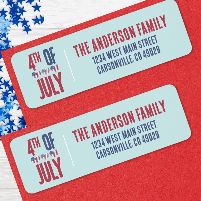 4. Juli Party American Flag Patriotic Adresse (Patriotic American Flag Heart 4th Of July Party Label)
