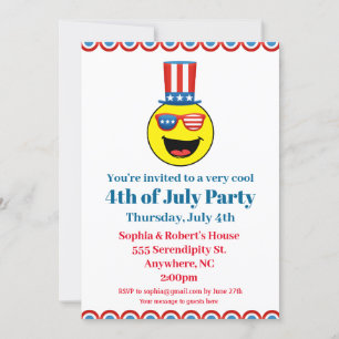 4. Juli Party Cool Patriotic Emoji Einladung